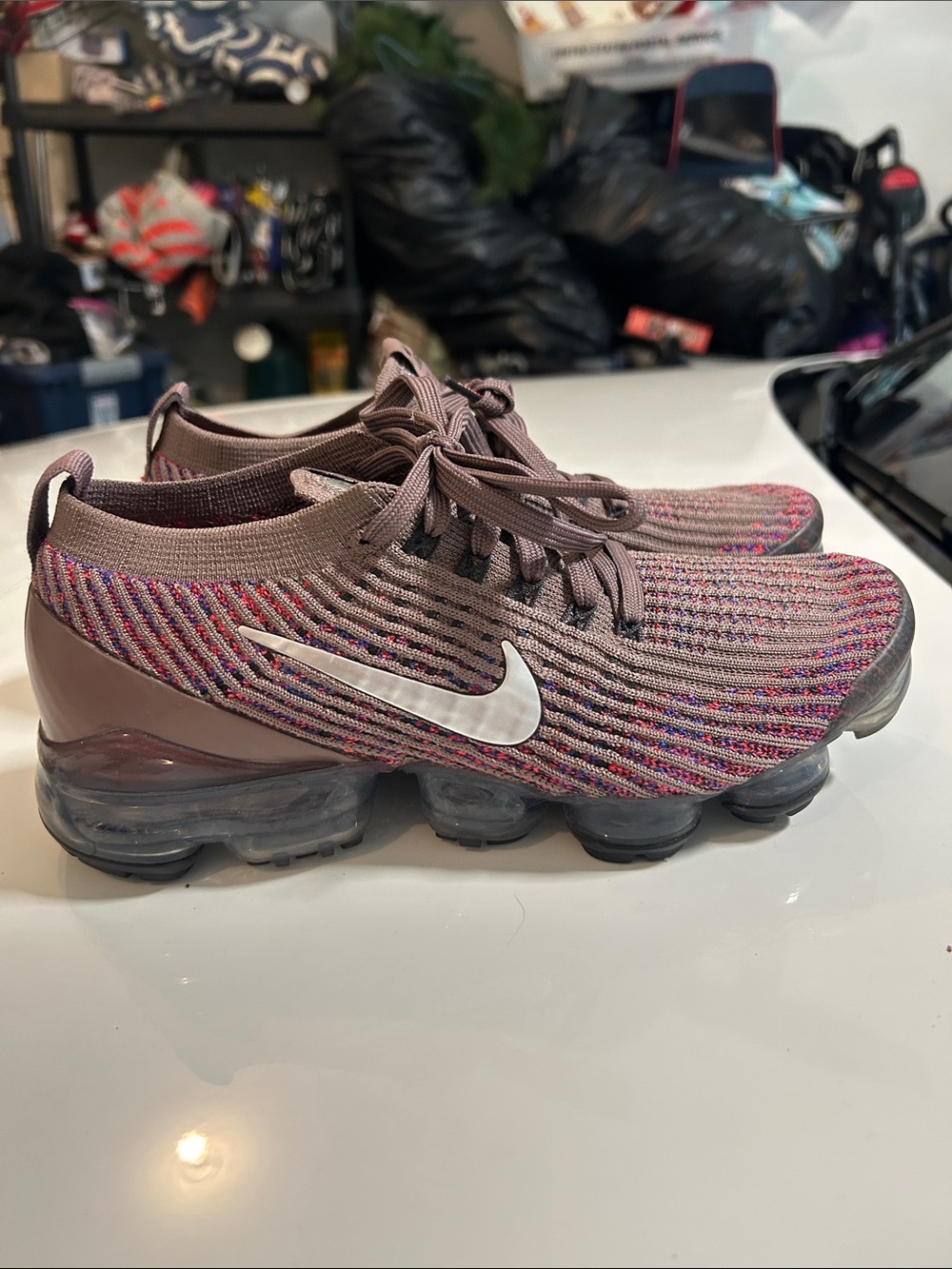Nike VaporMax Flyknit Sneaker - Mauve with Pink and Gray Threads